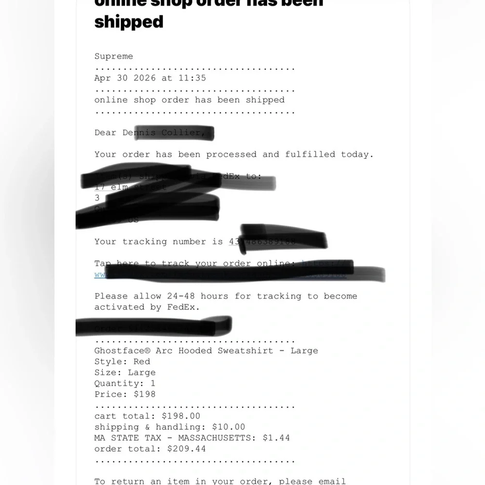 Supreme Ghostface arc logo Red Pullover Hoodie with Black Drip nwt large - Picture 14 of 16